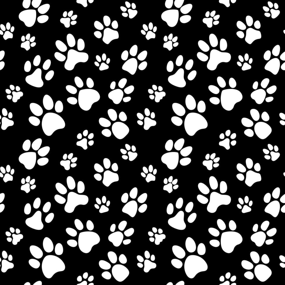 Animal Footprints seamless background - vector Paw Prints concept dark pattern