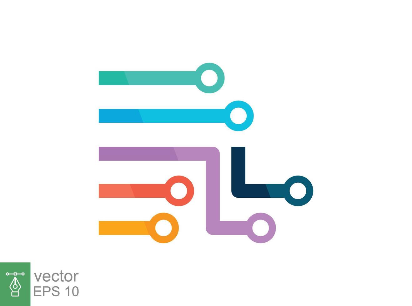 ruta de vía de tren o líneas de análisis de datos y logotipo de círculos. estilo plano sencillo. tiras de puntos horizontales. diseño de ilustración vectorial aislado sobre fondo blanco. eps 10. vector