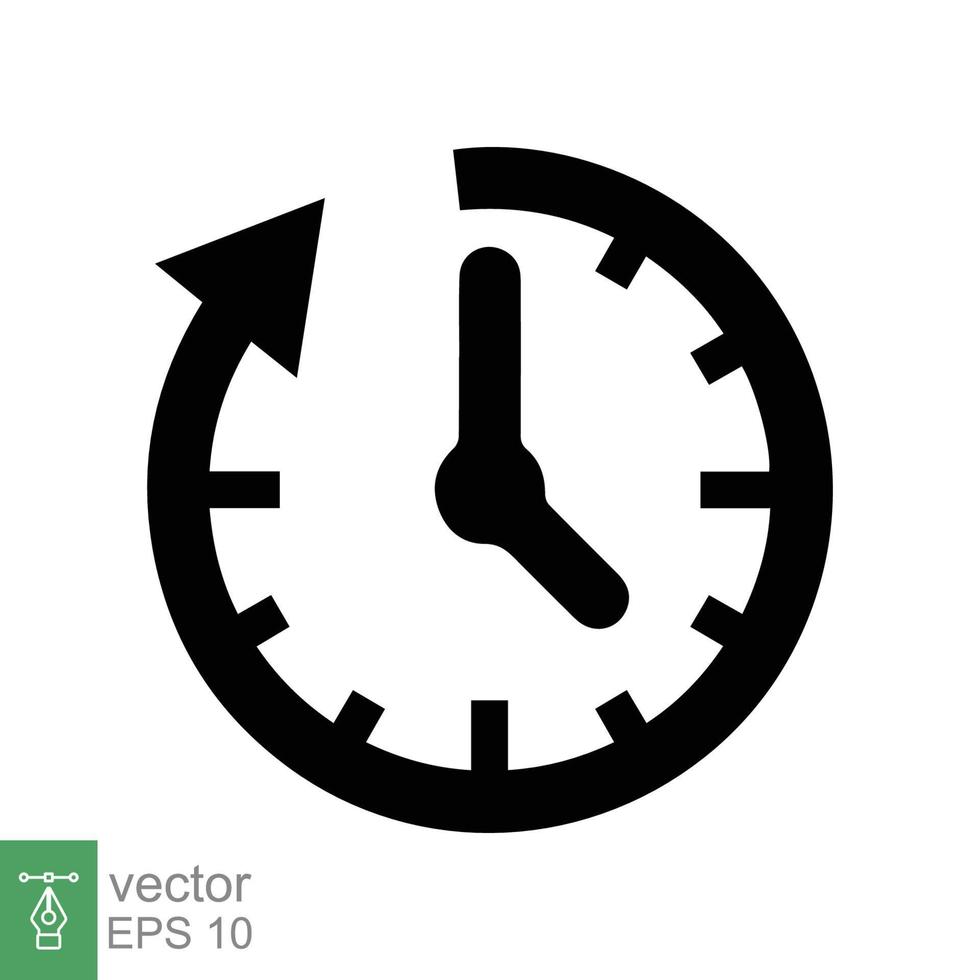 Passage of time icon. Simple flat style. Clock with circle line and arrow, chronometer, timer, interval, speed time concept. Vector illustration design isolated on white background. EPS 10.