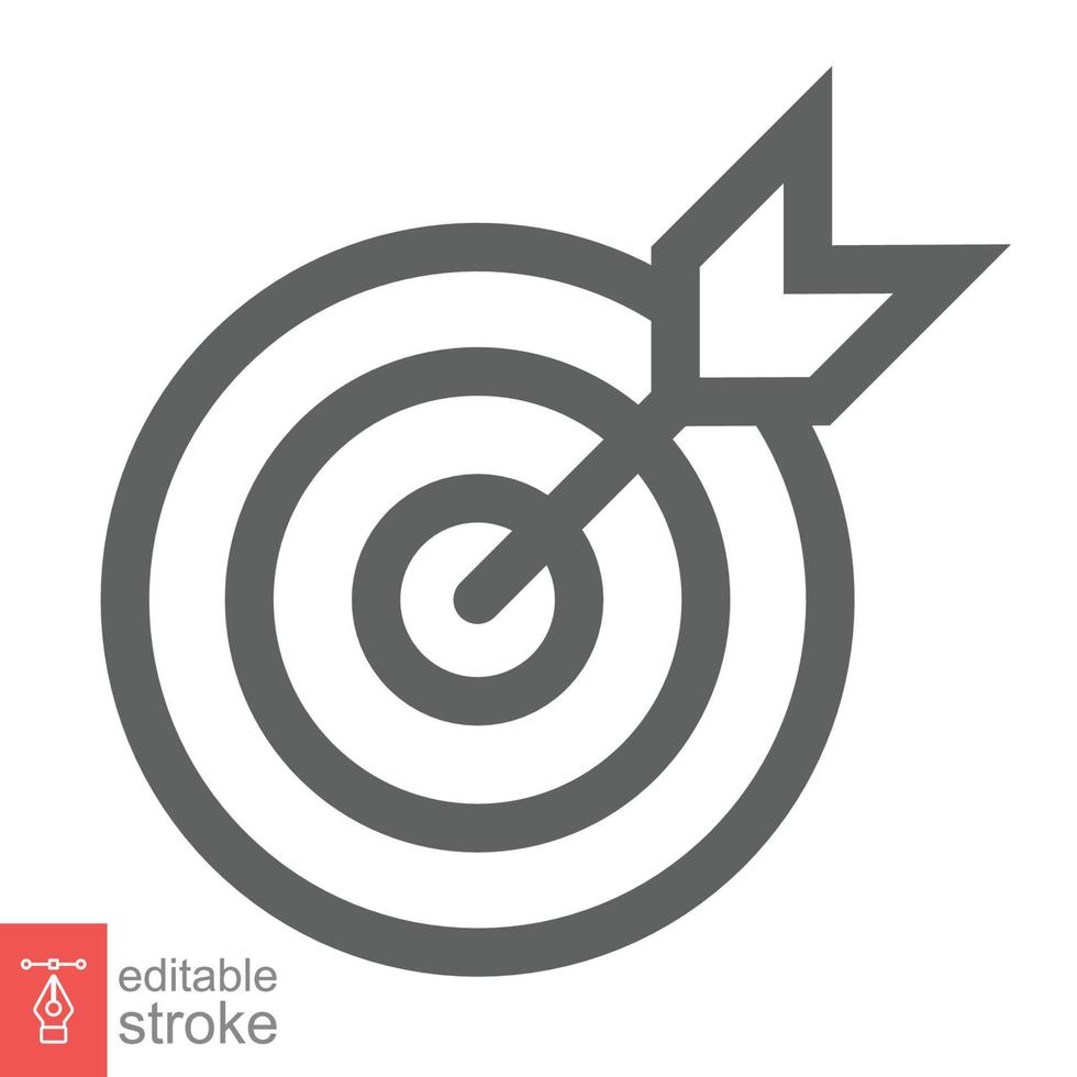 Target icon. Simple outline style. Focus accuracy dart, arrow dartboard hit, goal, objective, opportunity, business concept. Line symbol. Vector illustration isolated. Editable stroke EPS 10.