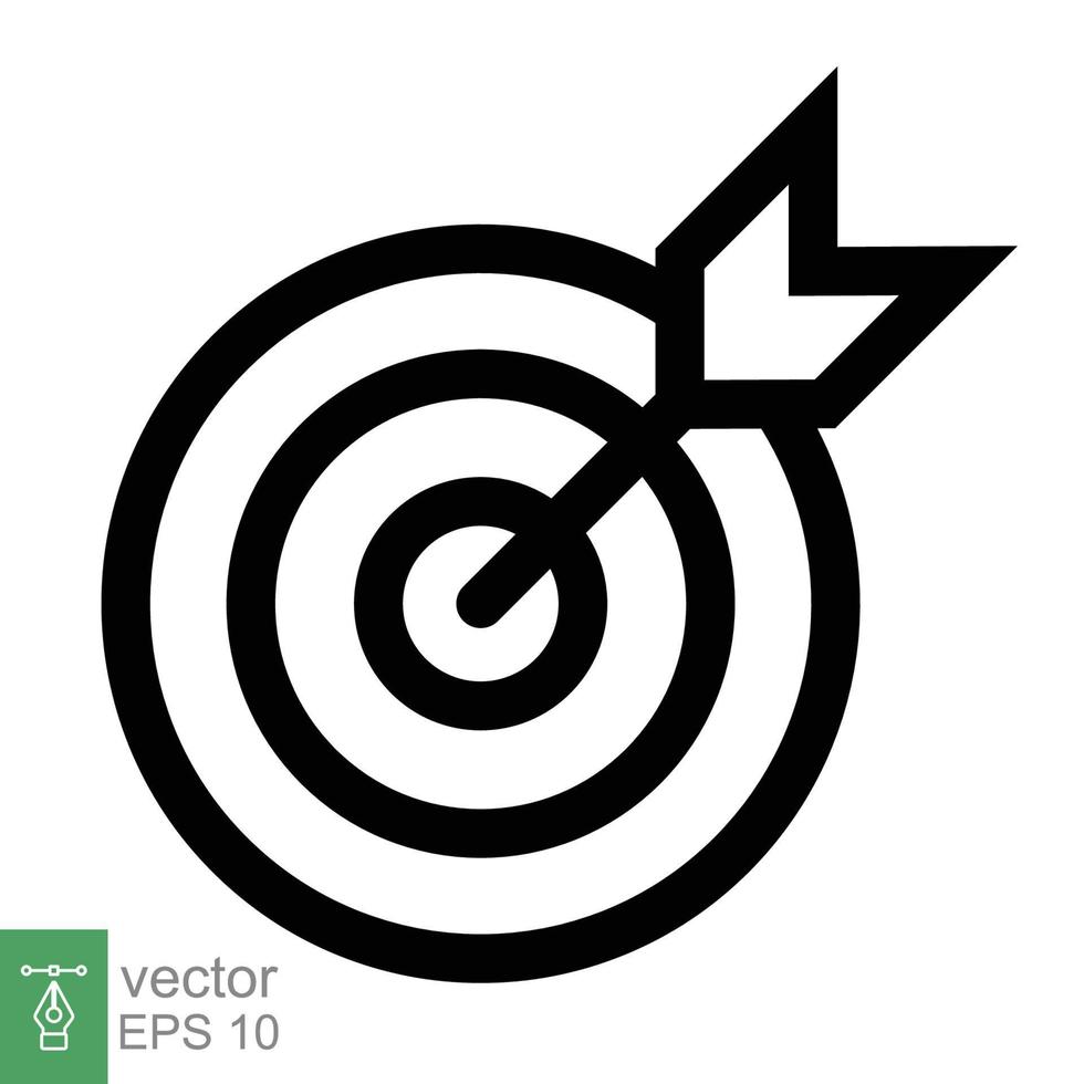 Target icon. Simple outline style. Focus accuracy dart, arrow dartboard hit, goal, objective, opportunity, business concept. Line symbol. Vector illustration isolated on white background. EPS 10.