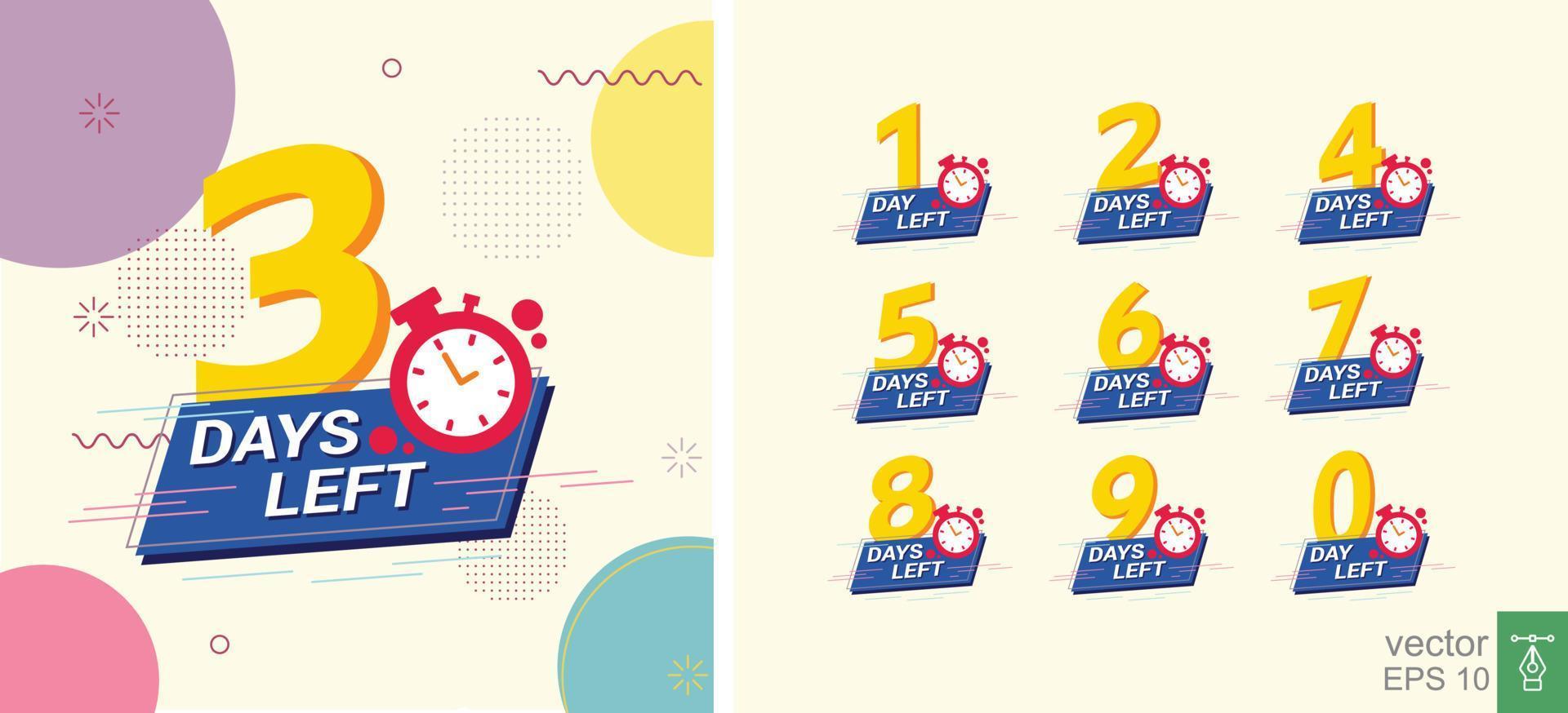 3, 5, 1, 2, 7, 6, 4, 8, 9, 0 days left badge, label set. Number days