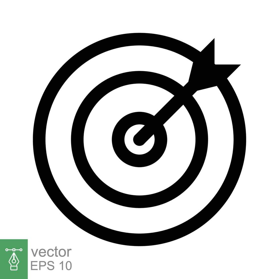 Target icon. Simple outline style. Focus accuracy dart, arrow dartboard hit, goal, objective, opportunity, business concept. Line symbol. Vector illustration isolated on white background. EPS 10.