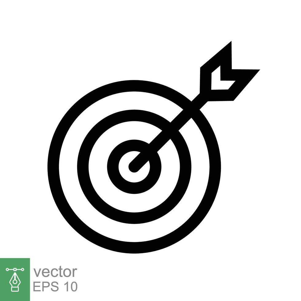 Target icon. Simple outline style. Focus accuracy dart, arrow dartboard hit, goal, objective, opportunity, business concept. Line symbol. Vector illustration isolated on white background. EPS 10.