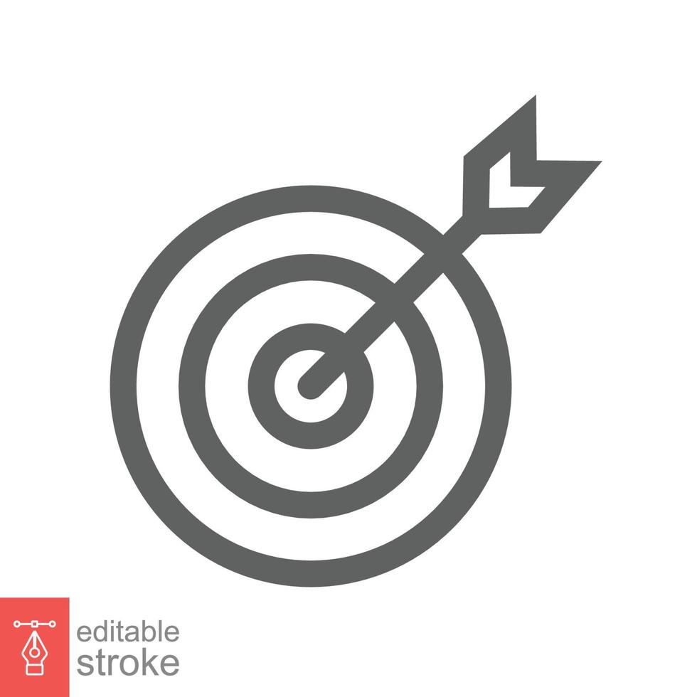 Target icon. Simple outline style. Focus accuracy dart, arrow dartboard hit, goal, objective, opportunity, business concept. Line symbol. Vector illustration isolated. Editable stroke EPS 10.