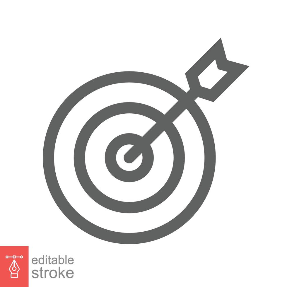 Target icon. Simple outline style. Focus accuracy dart, arrow dartboard hit, goal, objective, opportunity, business concept. Line symbol. Vector illustration isolated. Editable stroke EPS 10.