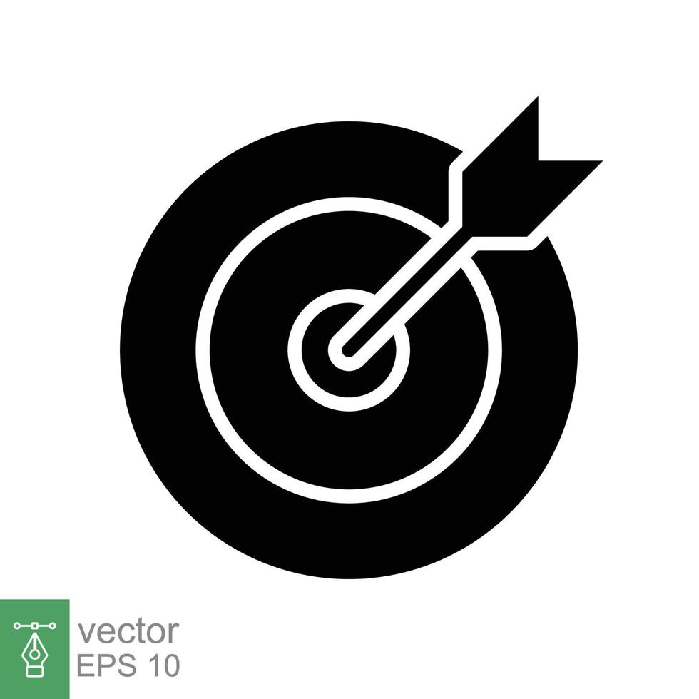 Target icon. Simple solid style. Focus accuracy dart, arrow dartboard hit, goal, objective, opportunity, business concept. Flat, glyph vector illustration isolated on white background. EPS 10.