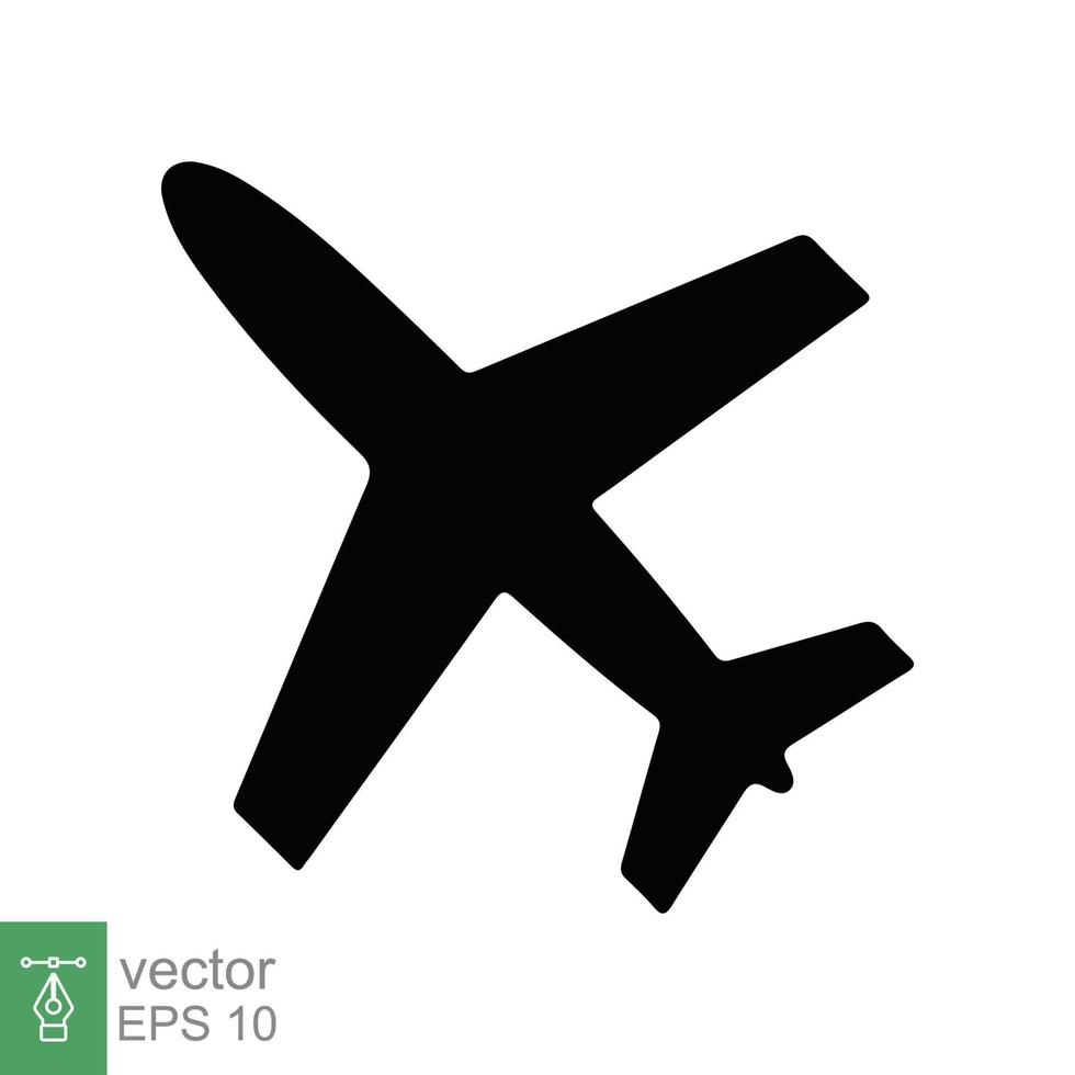 Airplane icon. Simple flat style. Flight, aircraft, plane silhouette, travel, transportation concept. Vector illustration isolated on white background. EPS 10.