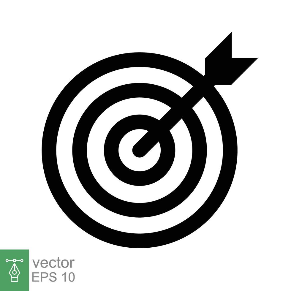 Target icon. Simple outline style. Focus accuracy dart, arrow dartboard hit, goal, objective, opportunity, business concept. Line symbol. Vector illustration isolated on white background. EPS 10.