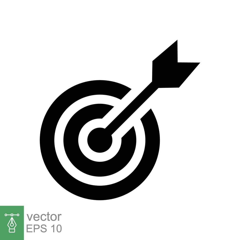 Target icon. Simple solid style. Focus accuracy dart, arrow dartboard hit, goal, objective, opportunity, business concept. Flat, glyph vector illustration isolated on white background. EPS 10.