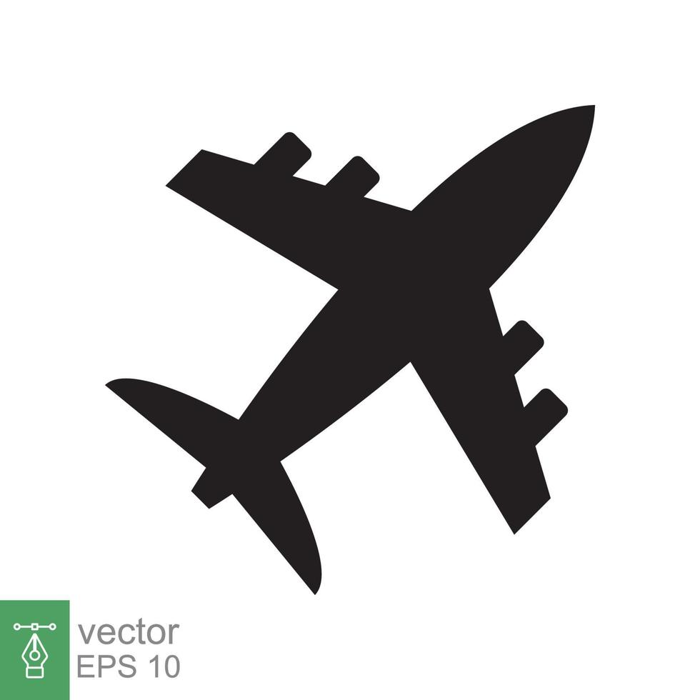 Airplane icon. Simple flat style. Flight, aircraft, plane silhouette, travel, transportation concept. Vector illustration isolated on white background. EPS 10.
