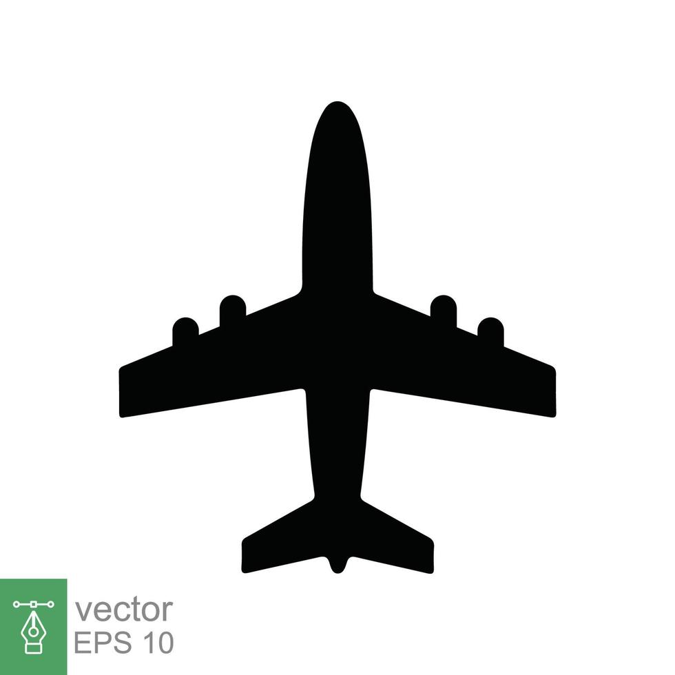 Airplane icon. Simple flat style. Flight, aircraft, plane silhouette, travel, transportation concept. Vector illustration isolated on white background. EPS 10.