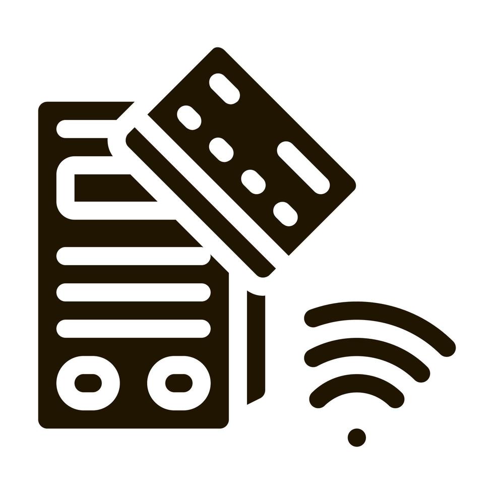 pos terminal and pay pass card icon Vector Glyph Illustration
