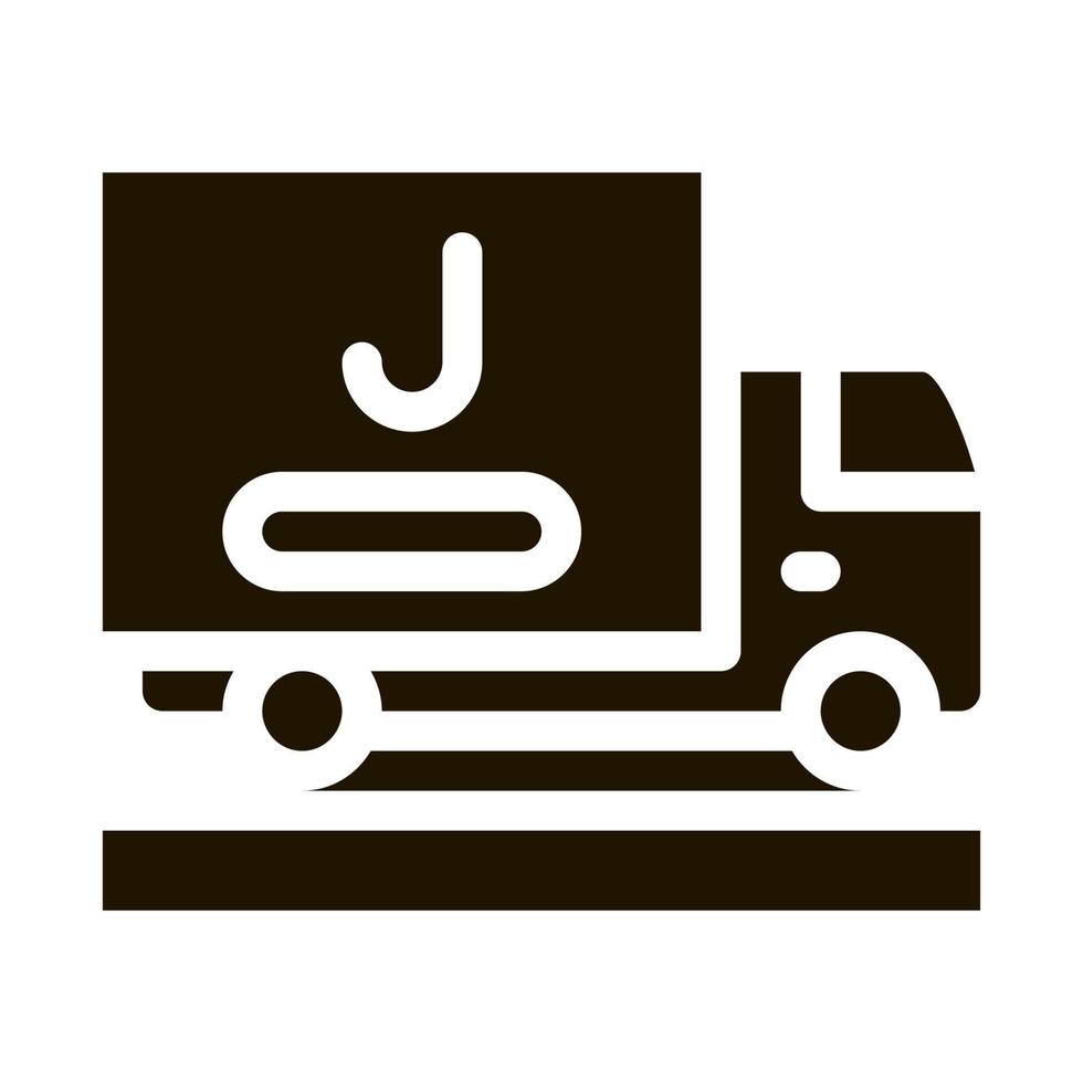 Ilustración de glifo de vector de icono de camión de entrega de jugo