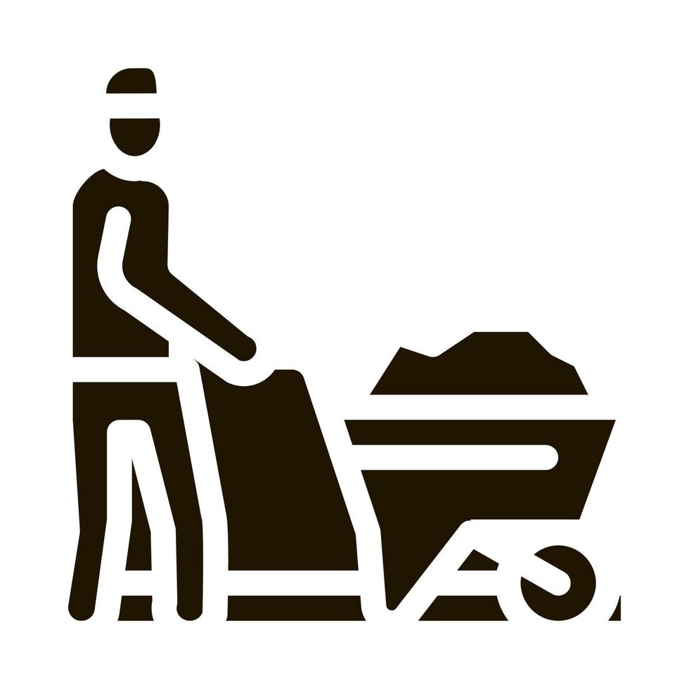 worker with cart icon Vector Glyph Illustration