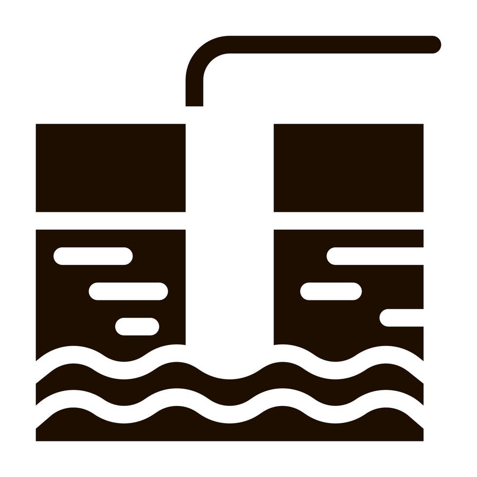 Water Treatment Tank And Offtake Tube glyph icon vector