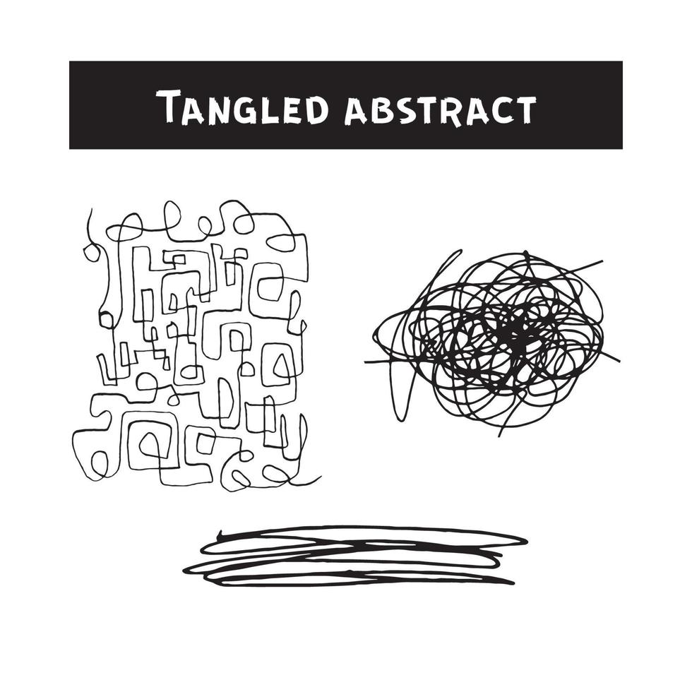 Tangled abstract scribble with hand drawn line. Doodle elements. Isolated sketch on white background. Vector illustration