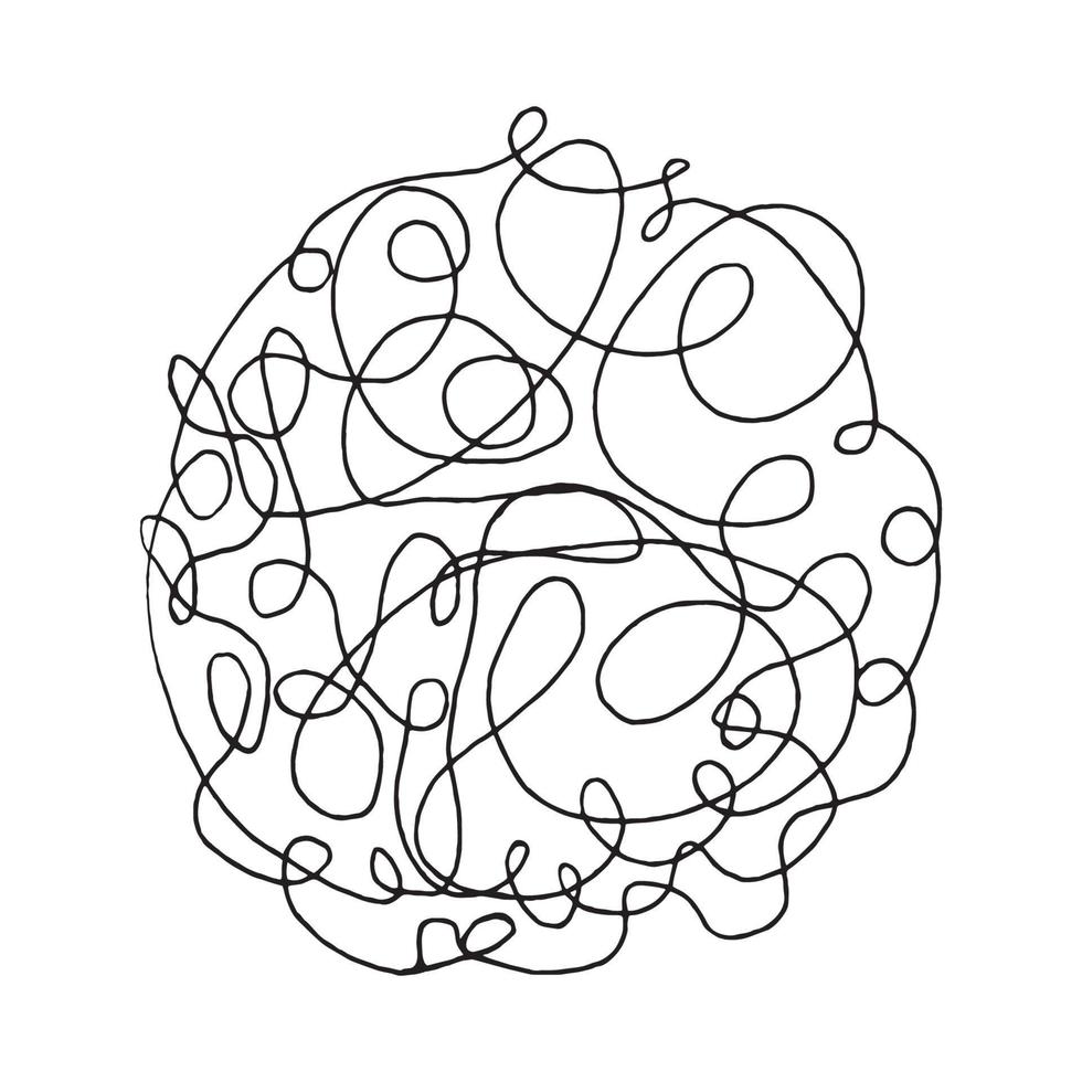 garabato abstracto enredado con línea dibujada a mano. elementos de garabatos. boceto aislado sobre fondo blanco. ilustración vectorial vector