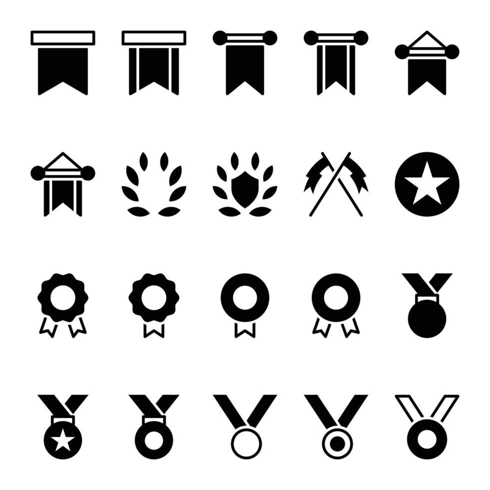 iconos de glifo para premios. vector