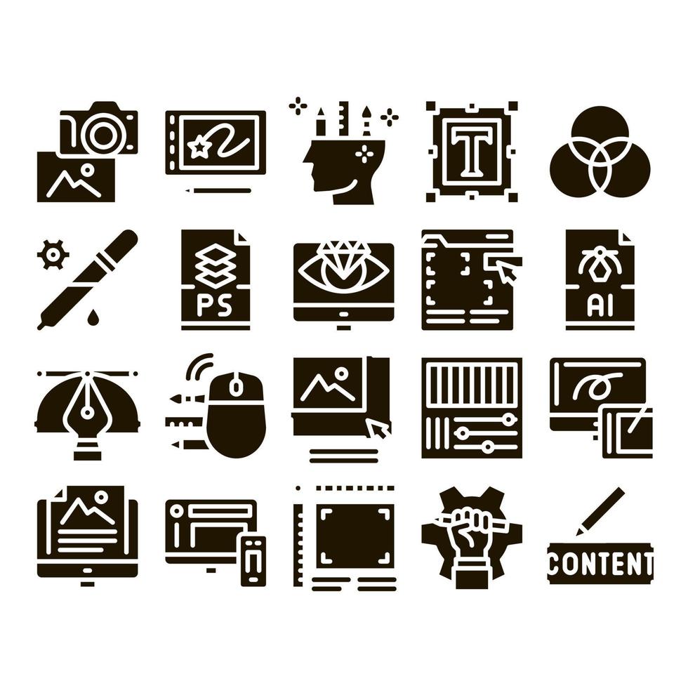 Graphic Design And Creativity Icons Set Vector