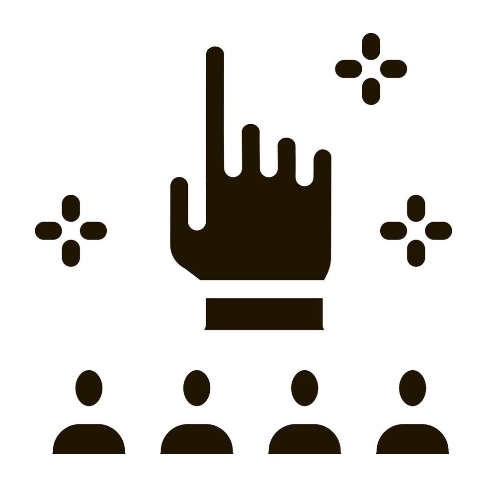 dedo arriba gesto y audiencia icono vector glifo ilustración