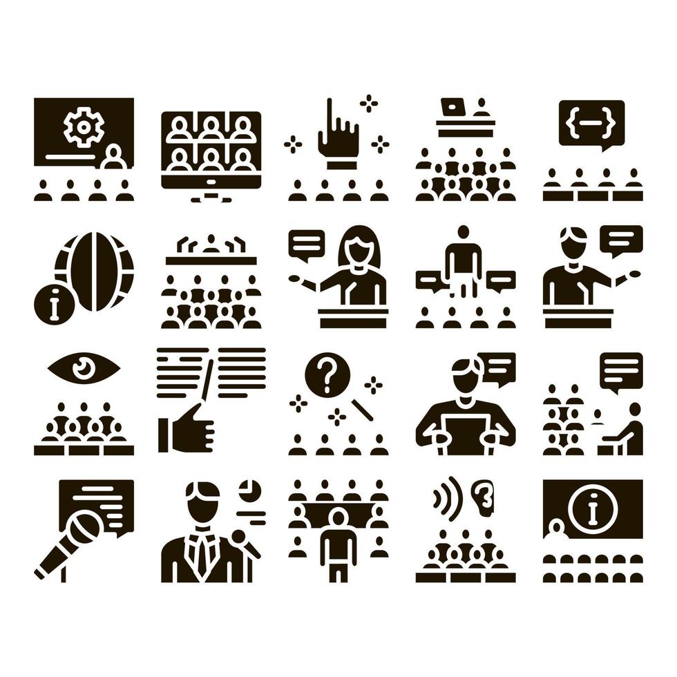 Seminar Conference Glyph Set Vector