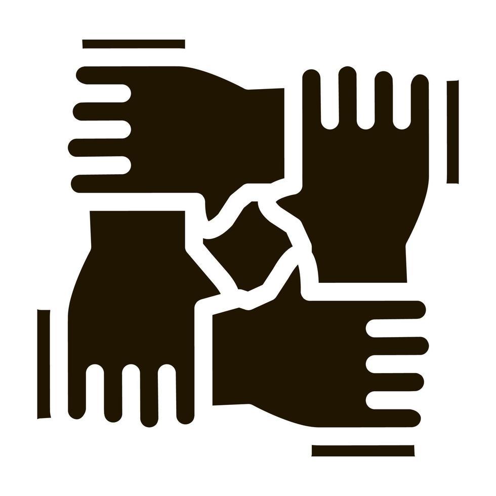 multiracial group hands holding icon Vector Glyph Illustration
