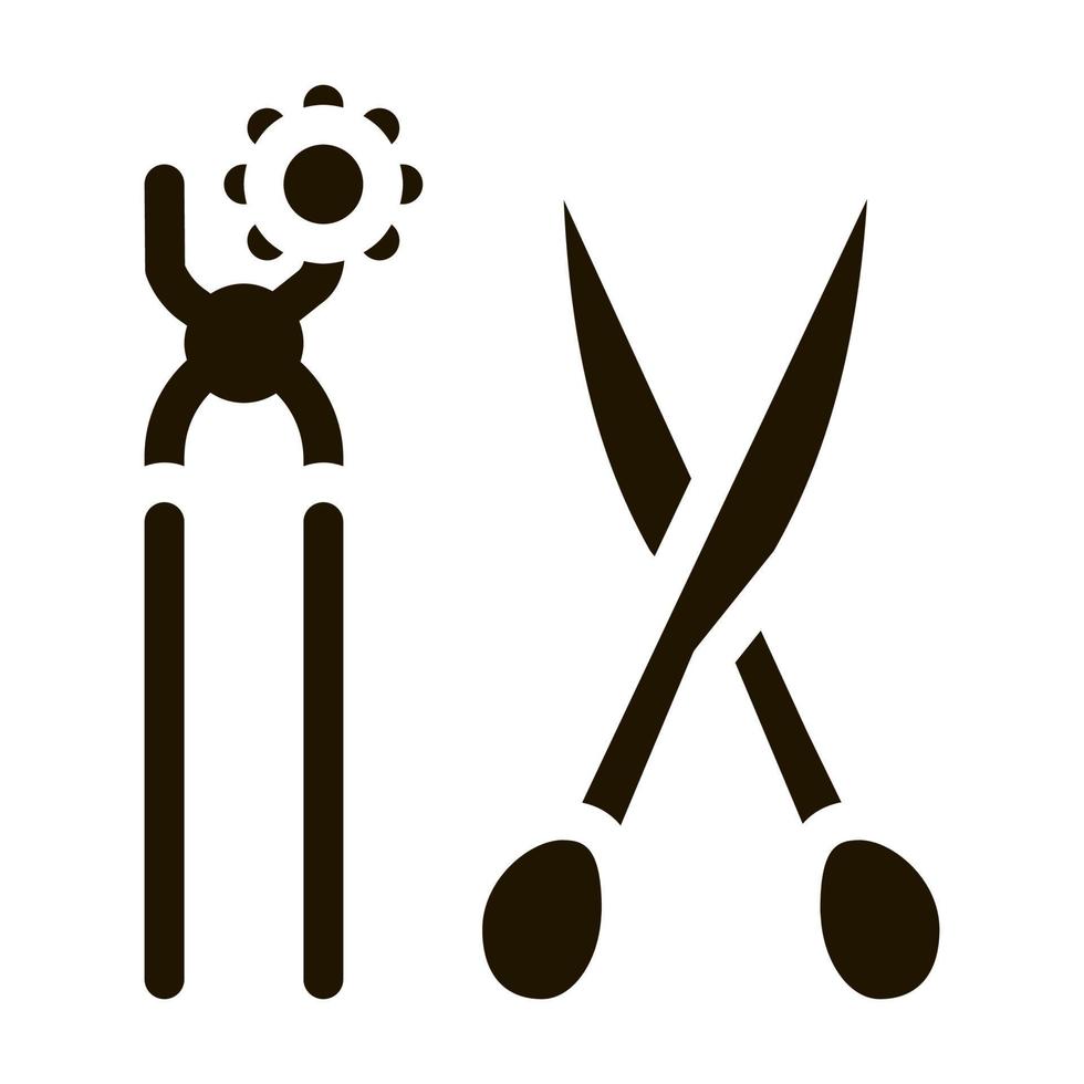 tijeras artesanales de cuero y herramienta de perforación icono vector glifo ilustración