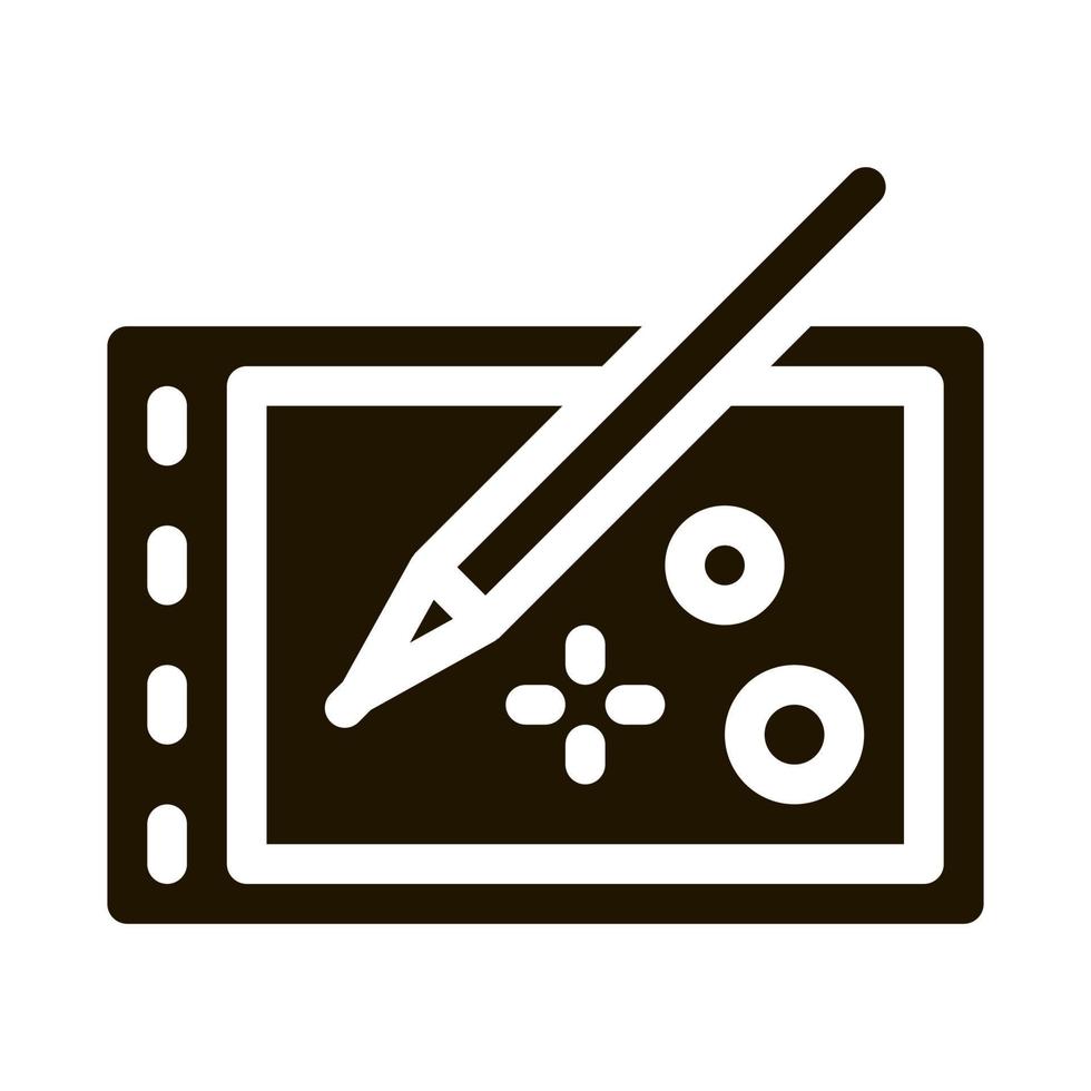 drawing on tablet icon Vector Glyph Illustration