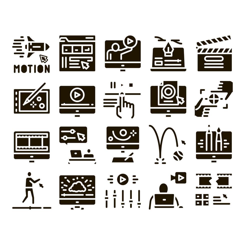 Motion Design Studio Glyph Set Vector