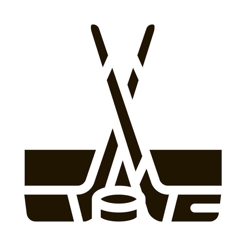 hockey sticks and shim icon Vector Glyph Illustration
