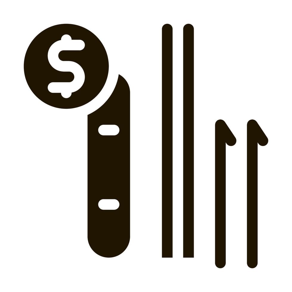ilustración de glifo de vector de icono de alquiler de esquí y snowboard