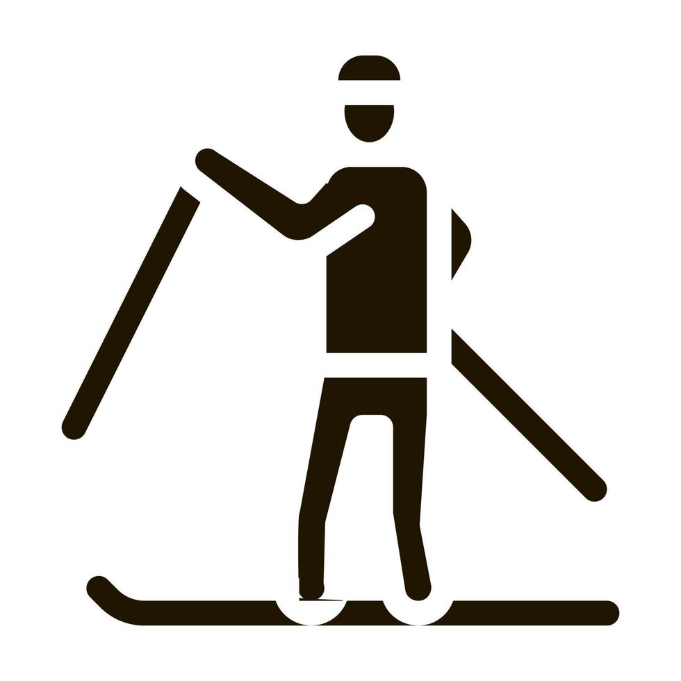 esquiador esquí icono vector glifo ilustración