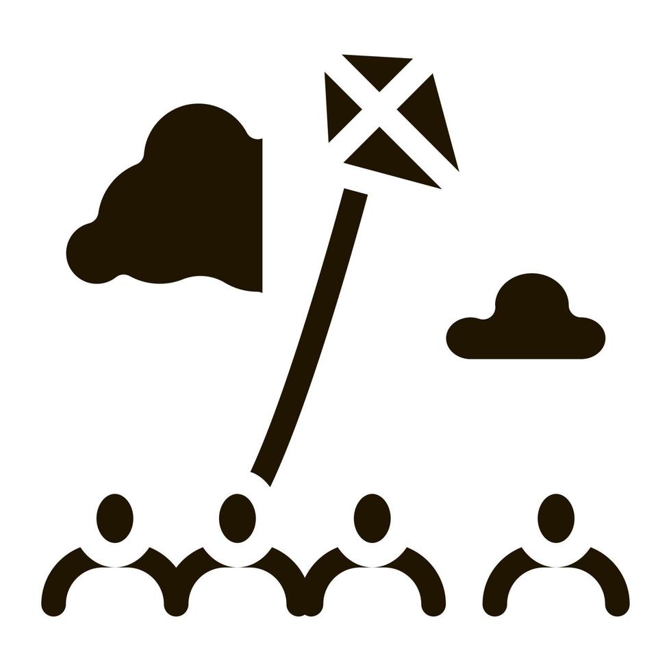 kite flying in crowded place icon Vector Glyph Illustration