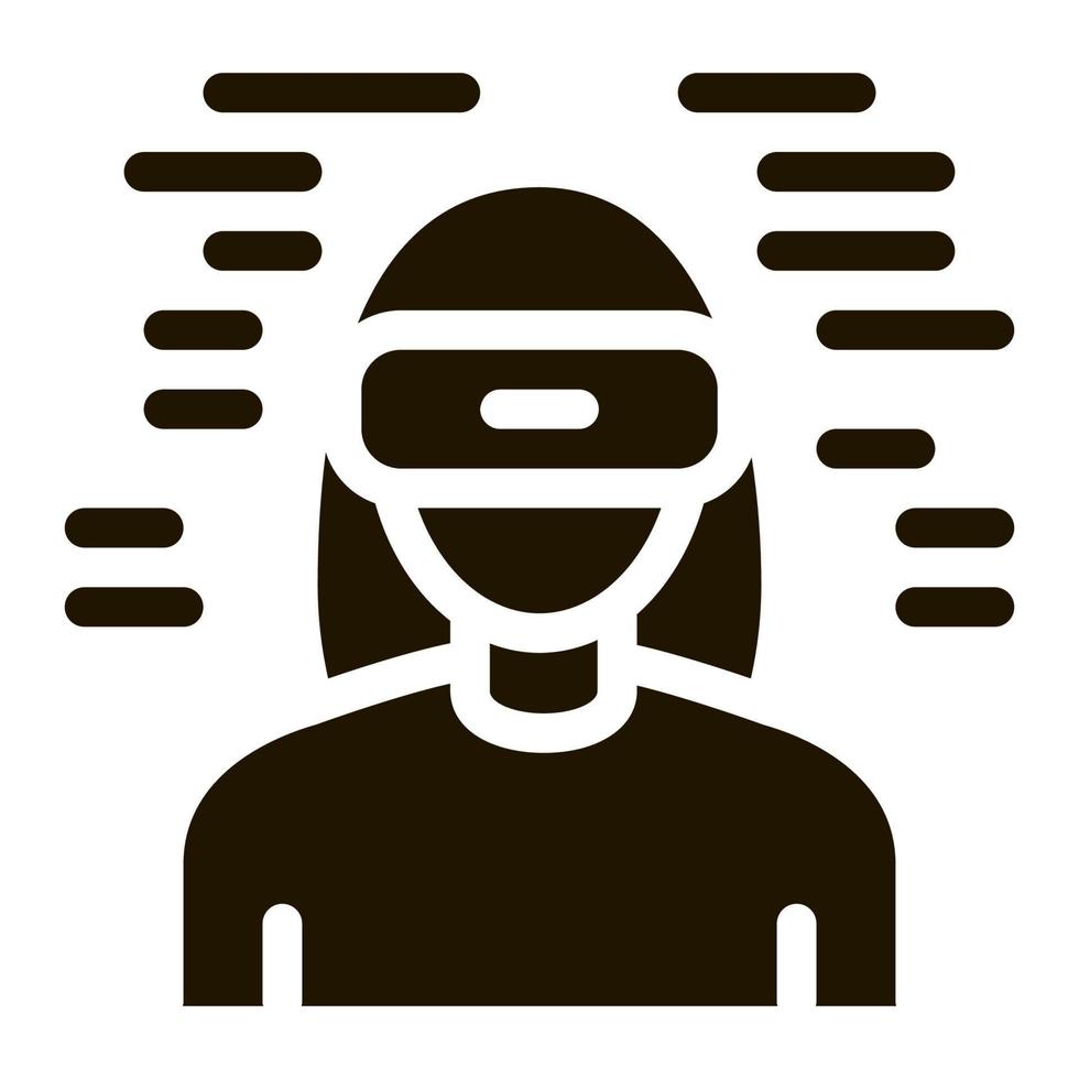 woman wearing virtual reality glasses icon Vector Glyph Illustration