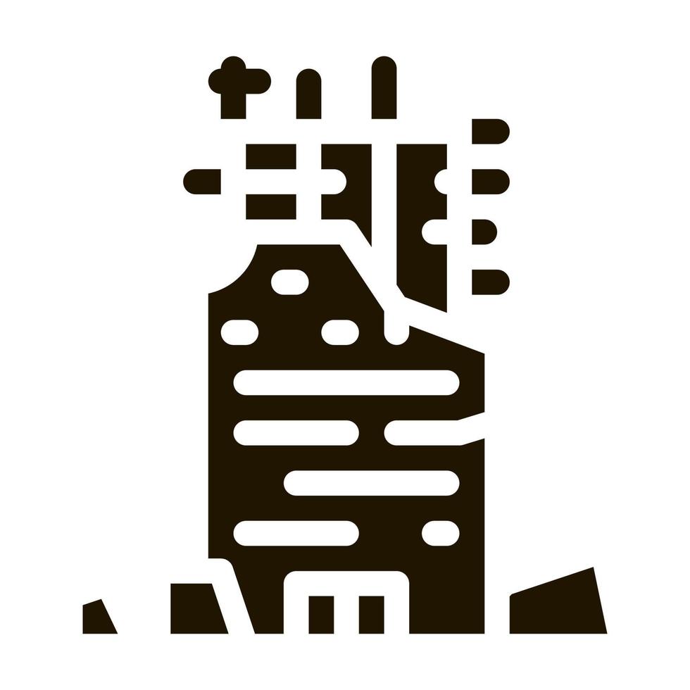 collapse of house to initial foundation icon Vector Glyph Illustration