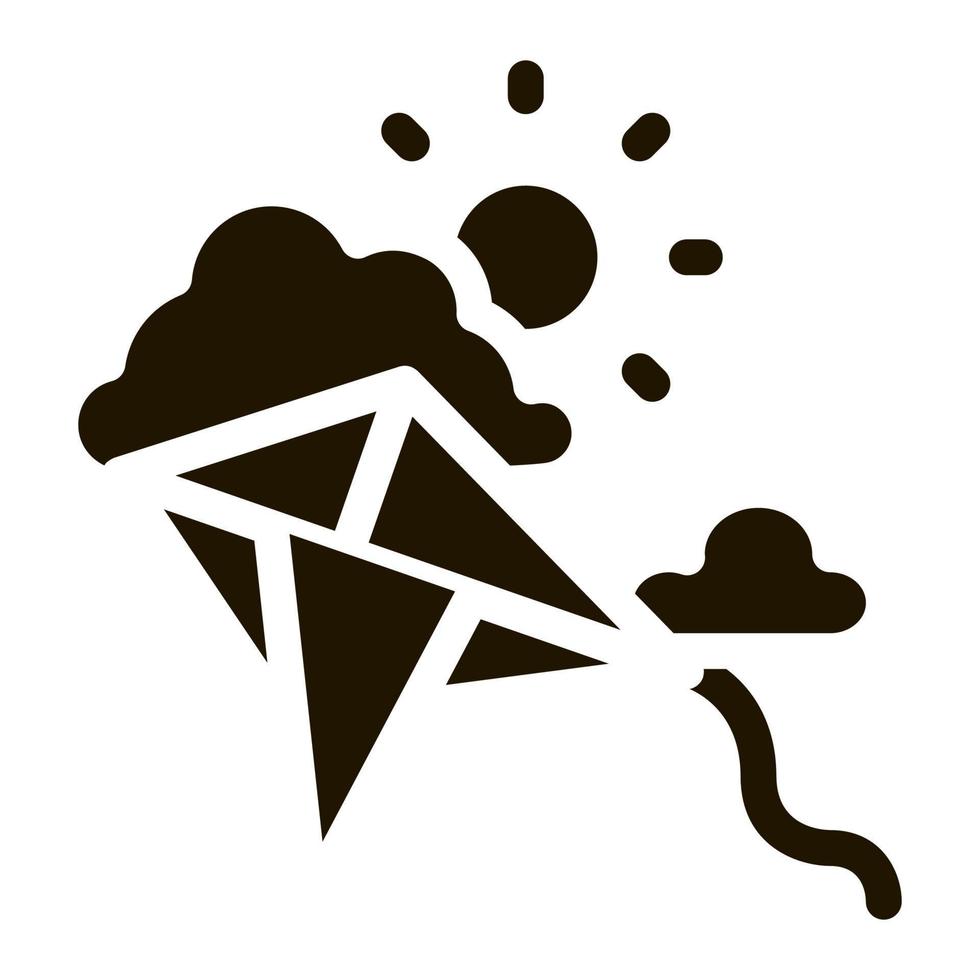 cometa volando en clima soleado icono vector glifo ilustración