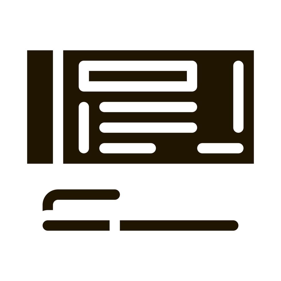 to fill out check with pen icon Vector Glyph Illustration