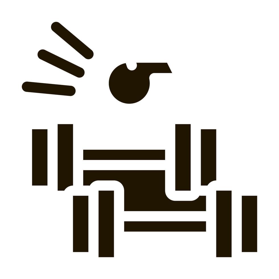 dumbbell pull under whistle of coach icon Vector Glyph Illustration