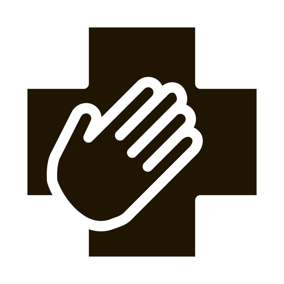 ilustración de glifo de vector de icono de mano de ayuda médica