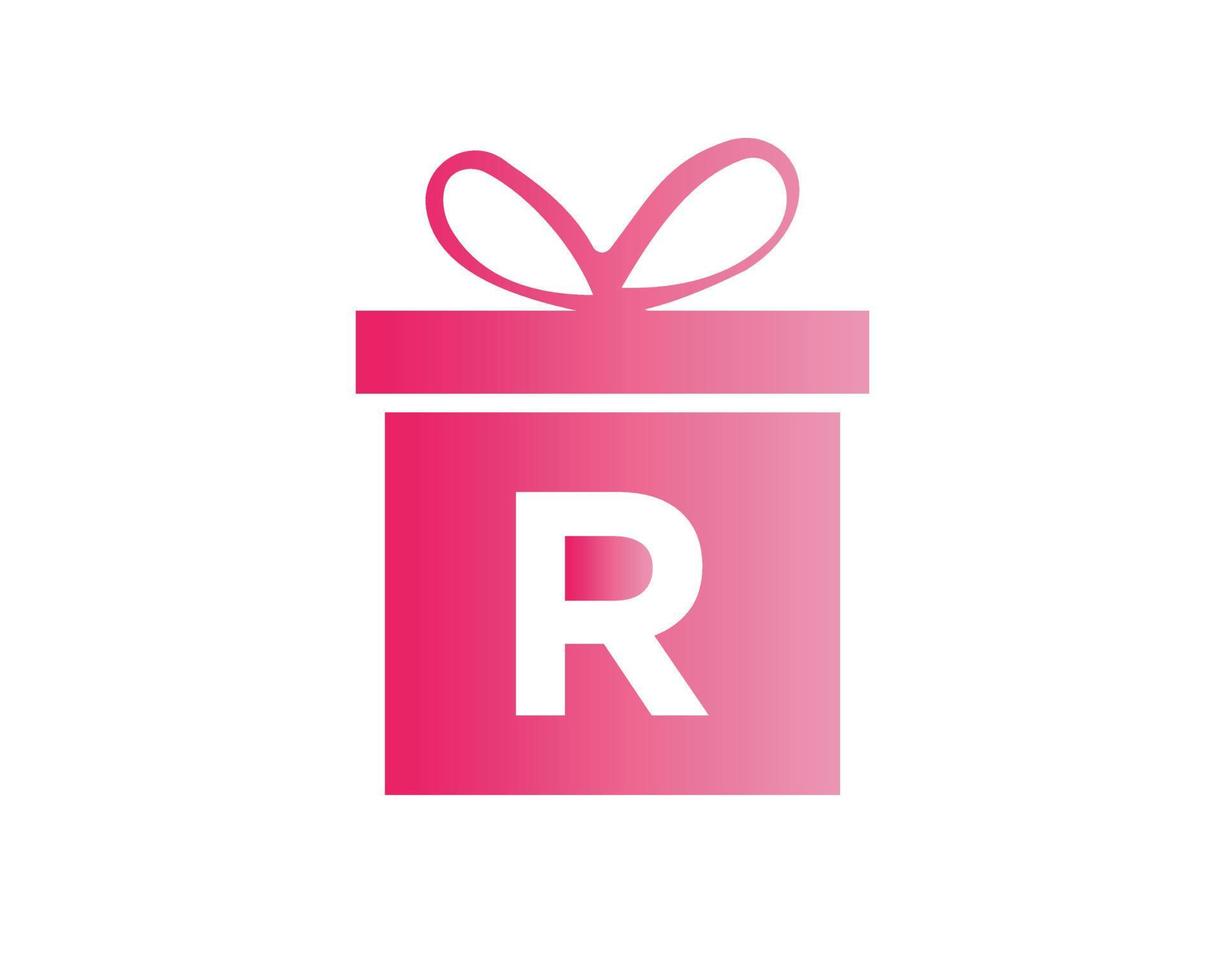 Letter R Gift Box Logo Vector Template