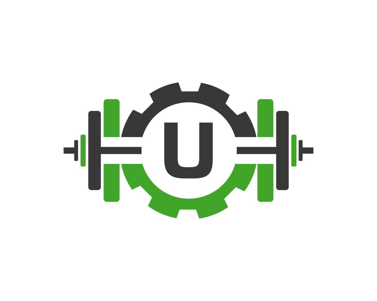 Initial Alphabet Letter U GYM Fitness Logo Design Template vector