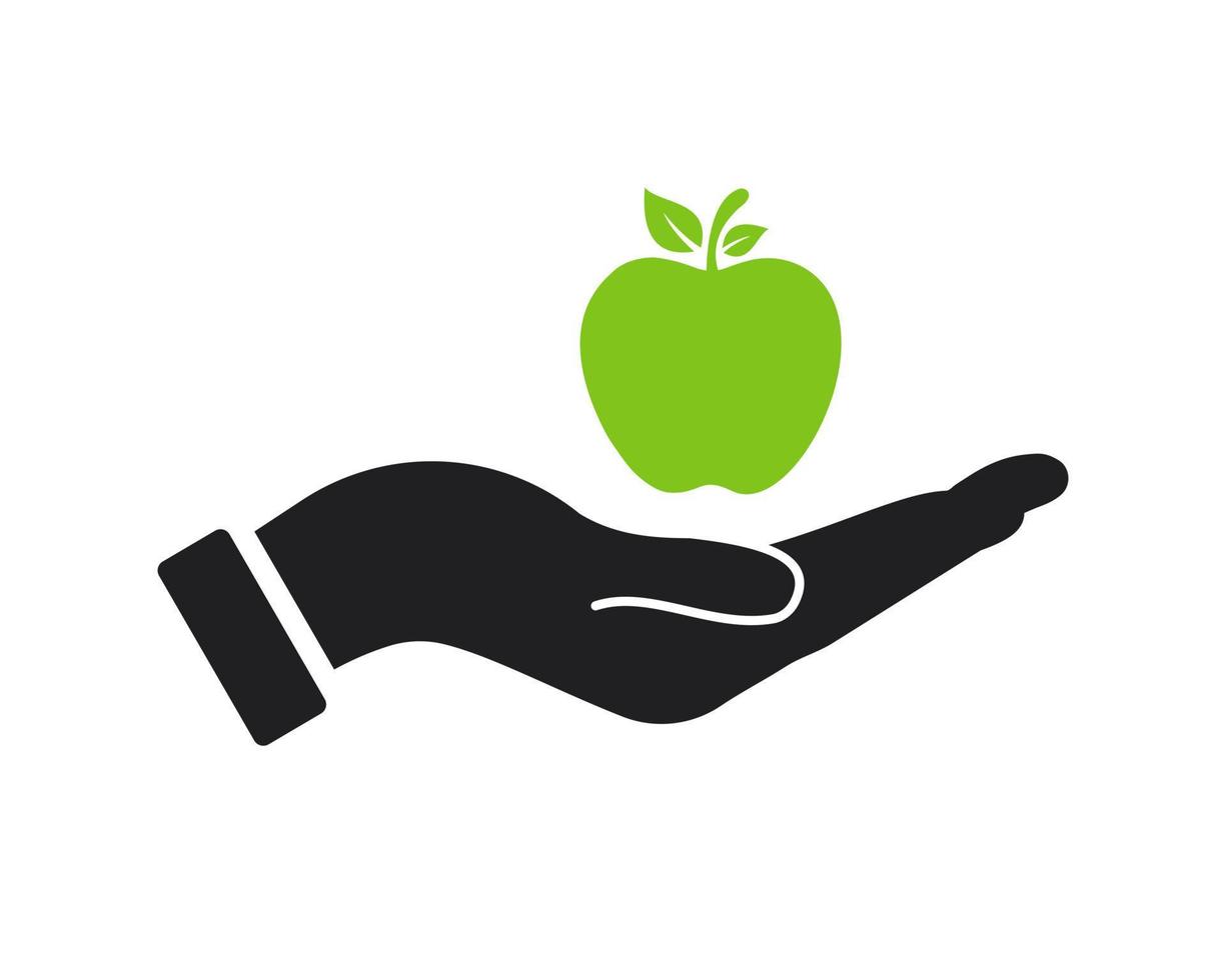 Hand Apple logo design. Apple logo with Hand concept vector. Hand and Apple logo design vector