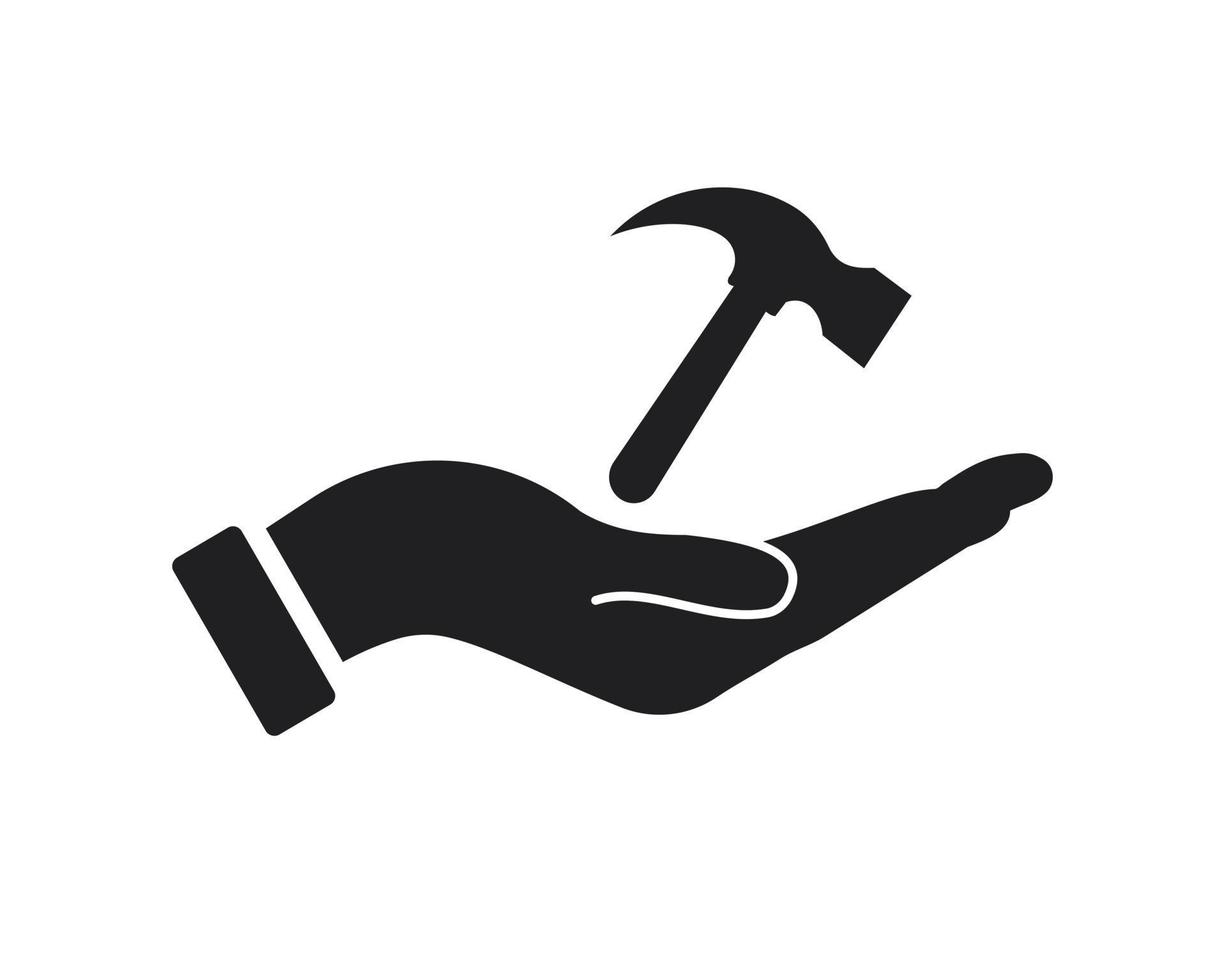 Hand Hammer logo design. Hammer logo with Hand concept vector. Hand and Hammer logo design vector