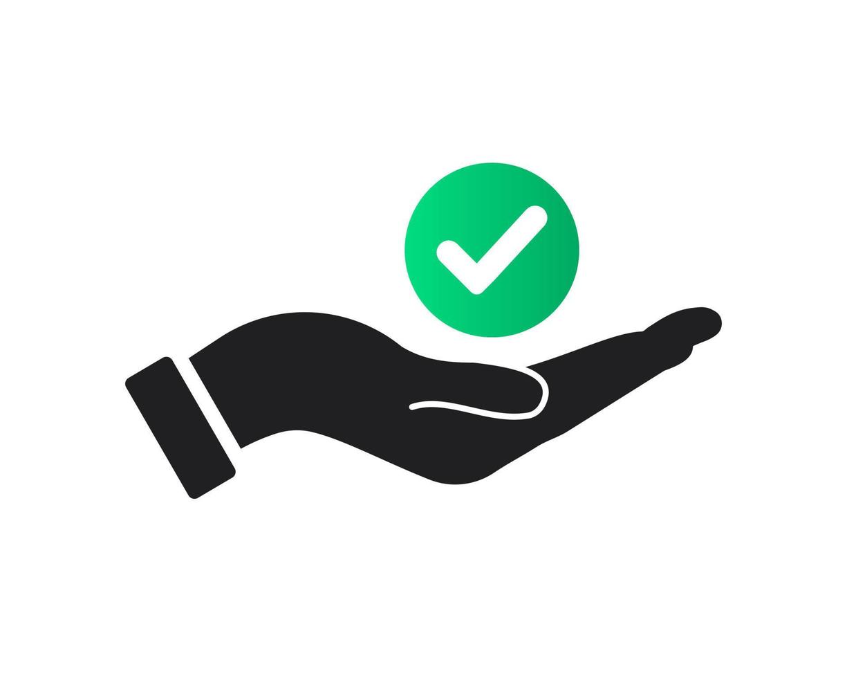Hand Check mark logo design. Tik mark logo with Hand concept vector. Hand and Check mark logo design vector