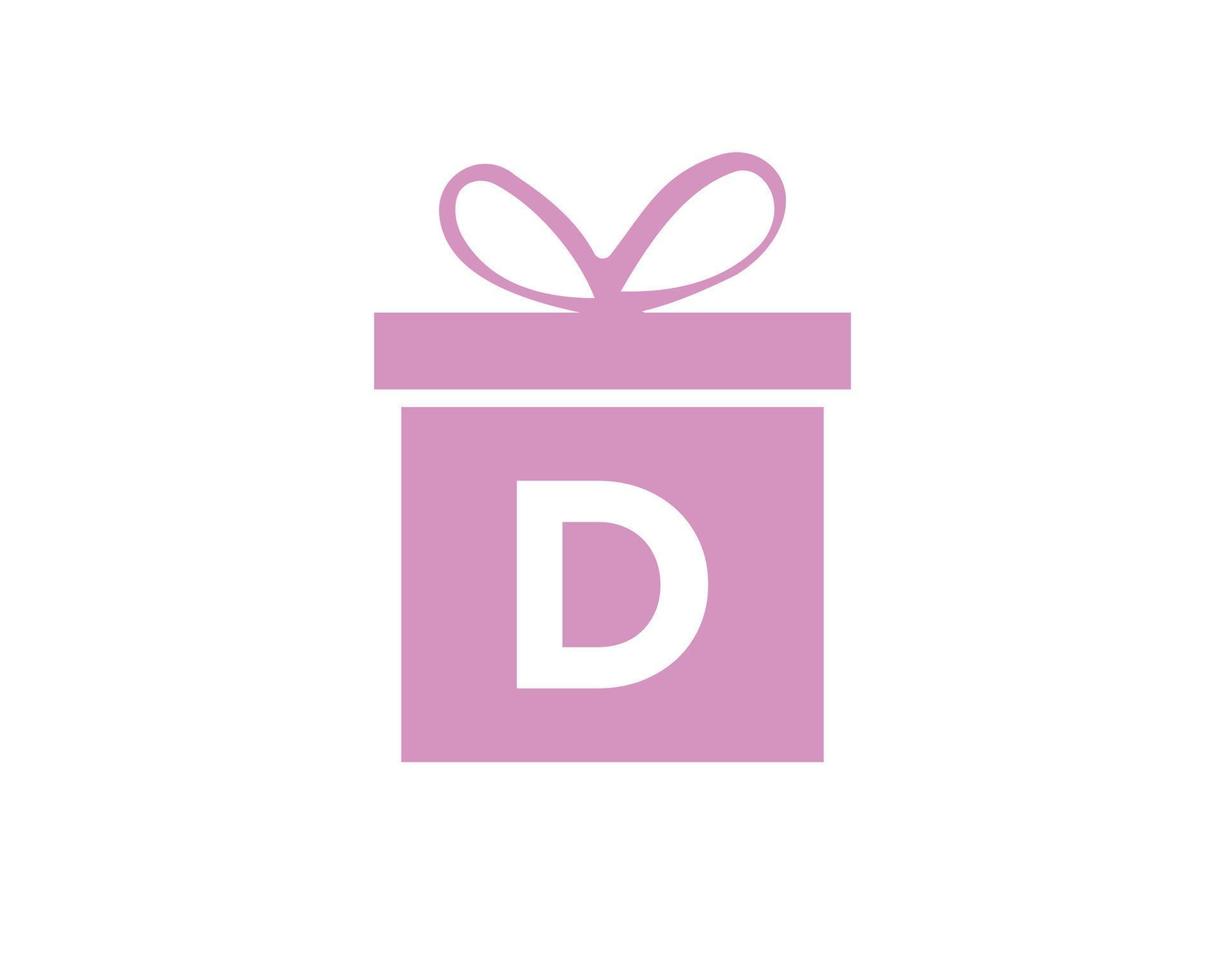 Letter D Gift Box Logo Vector Template