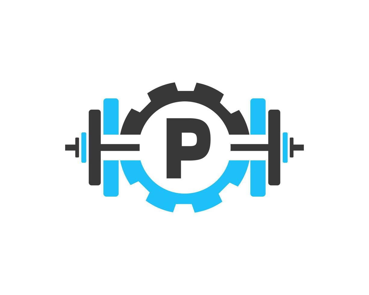 Initial Alphabet Letter P GYM Fitness Logo Design Template vector