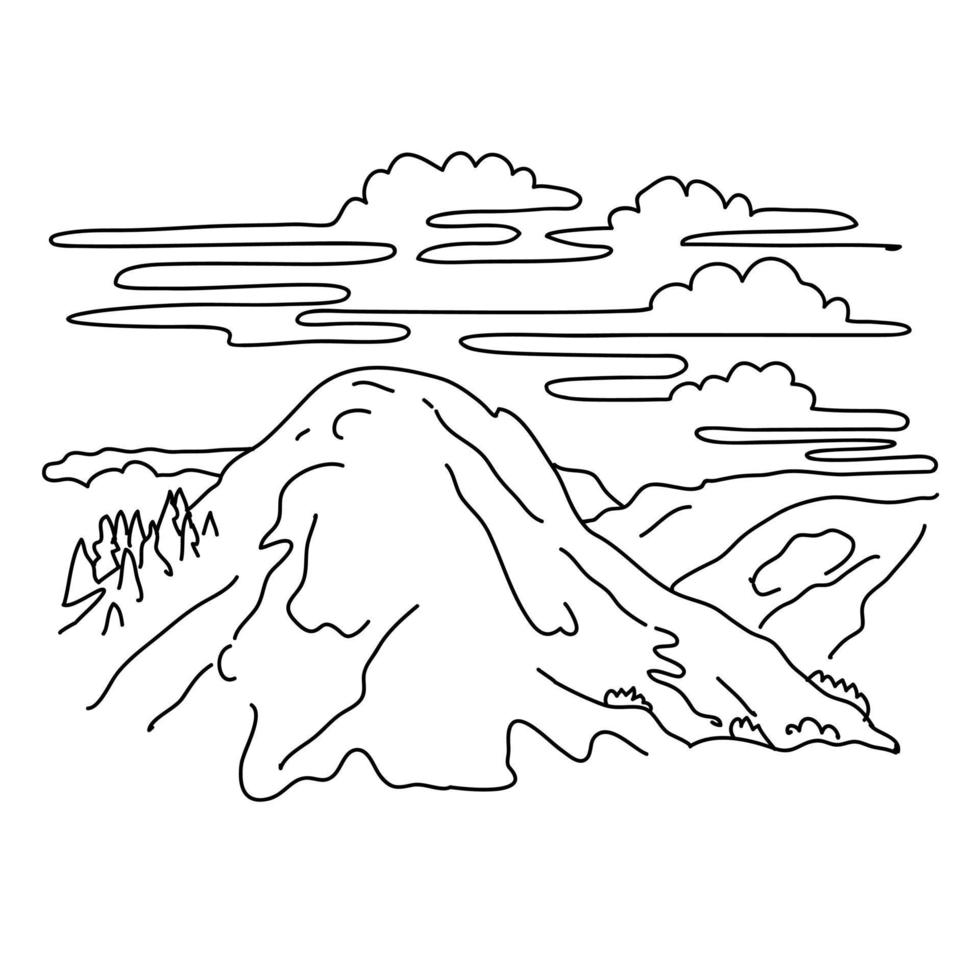 Clouds Rest Mountain in Yosemite National Park California Monoline Line Art Drawing vector