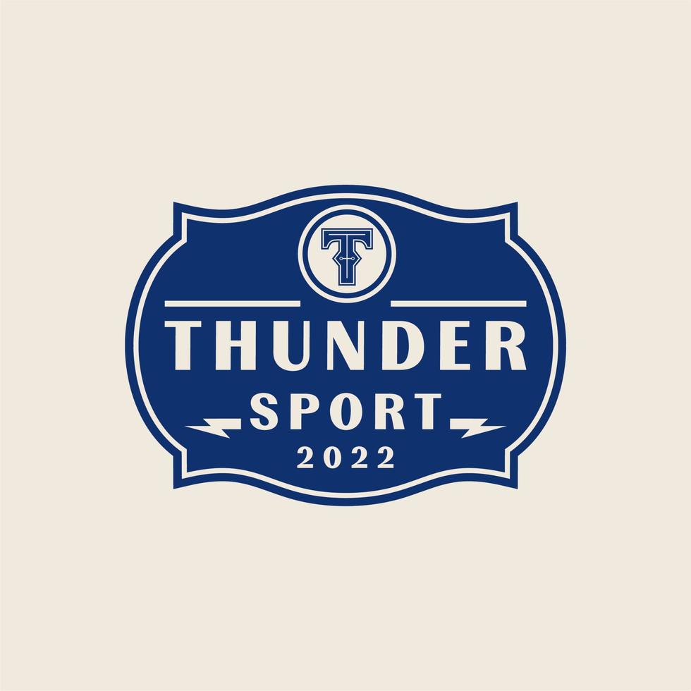 Retro Sports Badge Emblem With Initials Logo T Vector Design