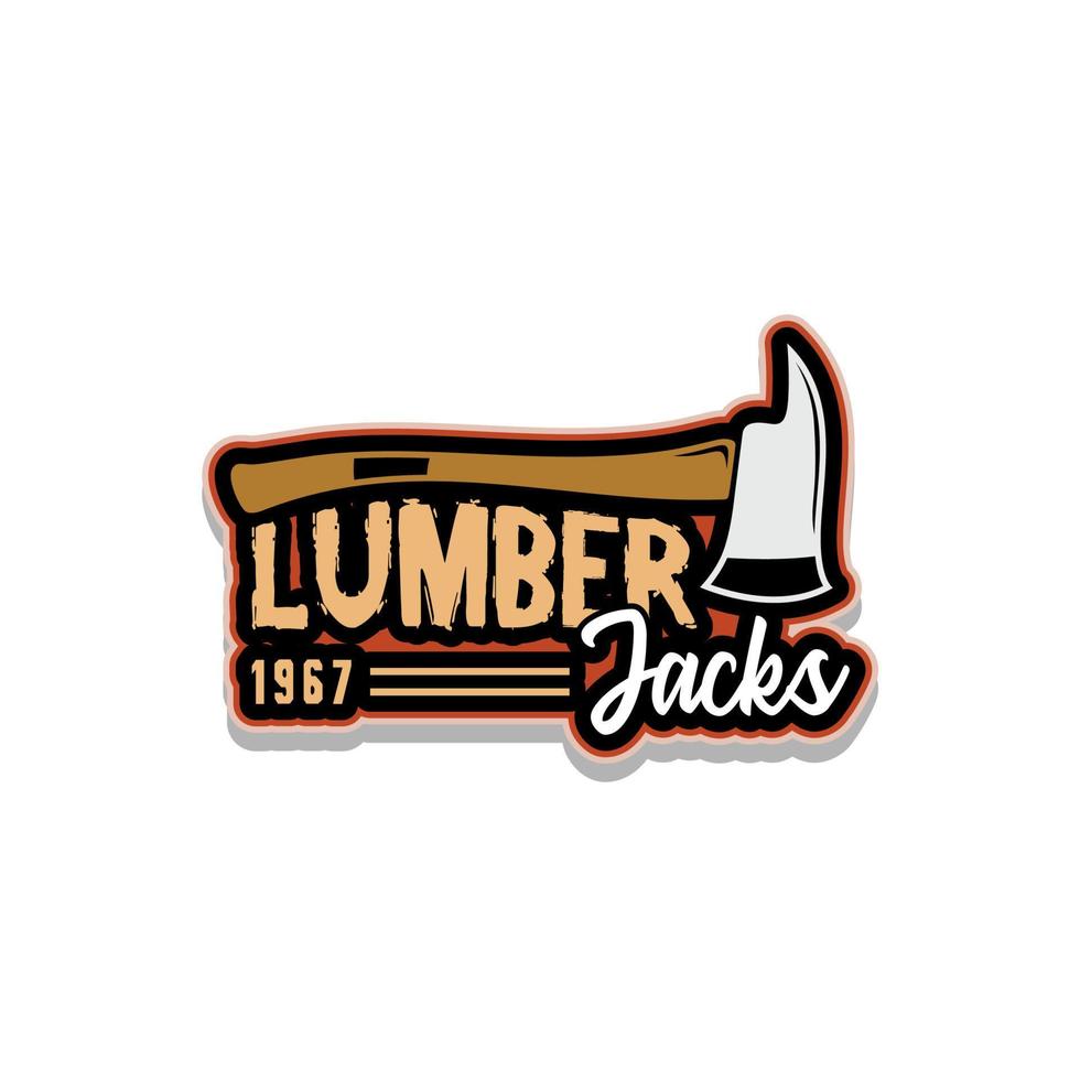 Lumberjack Logo , axe with wooden handle chopping tool Vector Design Inspiration